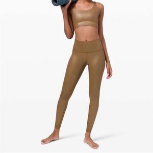 Lululemon SET Matte Copper Foil Leggings 28” 4 & Energy Bra 6 Special Edition